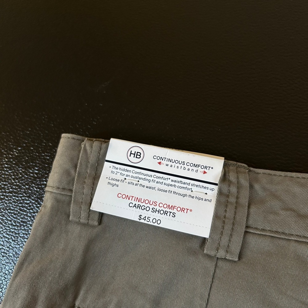 Harbor Bay‎ Cargo Shorts Relaxed Fit Casual Outdoor Comfort Olive/Gray Mens 44R